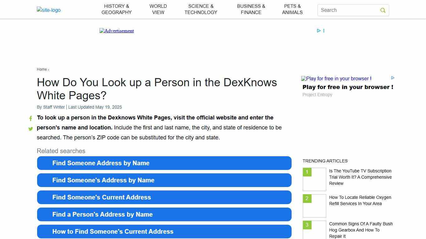 How Do You Look up a Person in the DexKnows White Pages?